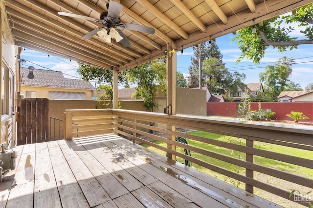 3007 Park Way, Bakersfield, CA 93304 - deck featuring a fenced backyard and ceiling fan
