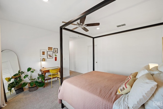 6713 Diamond Springs Dr, Bakersfield, CA 93313 - bedroom featuring carpet floors, recessed lighting, a ceiling fan, and baseboards