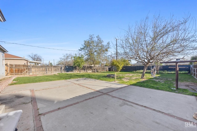 view of yard with a patio area and a fenced backyard