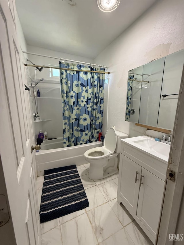 1218 Water St 0, Bakersfield, CA 93305 - bathroom featuring shower / bath combo, vanity, and marble look tile flooring