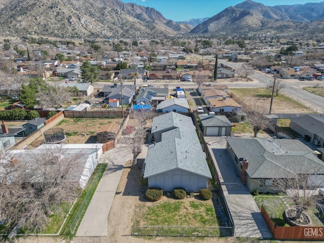 aerial view with a residential view and a mountain view