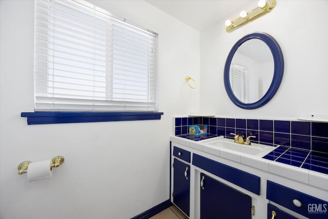 3117 Arnold St, Bakersfield, CA 93305 - bathroom with decorative backsplash and vanity