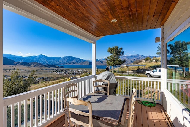 deck featuring a mountain view