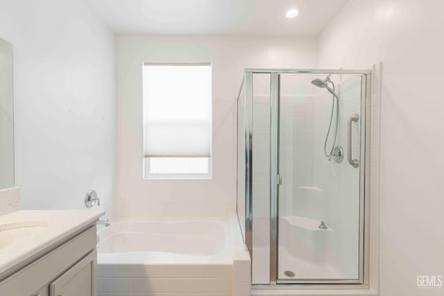 14209 Boon Way, Bakersfield, CA 93311 - bathroom featuring vanity and independent shower and bath