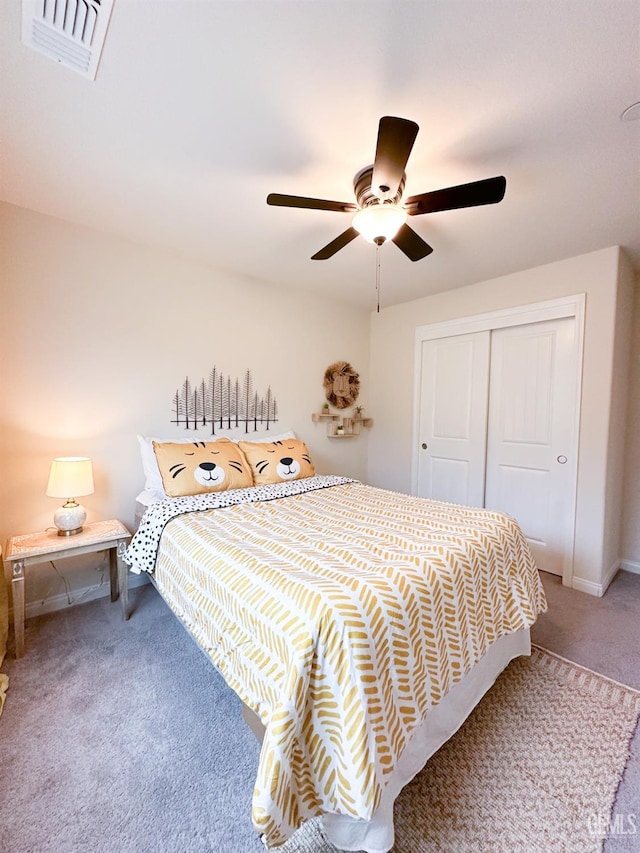 9400 Carriage Creek Ct, Bakersfield, CA 93311 - carpeted bedroom with a closet, a ceiling fan, and baseboards