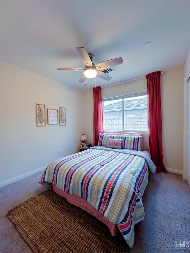 9400 Carriage Creek Ct, Bakersfield, CA 93311 - bedroom with carpet, baseboards, and a ceiling fan