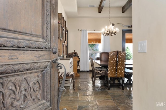 9200 Bridget Leigh Way, Bakersfield, CA 93312 - dining space with a chandelier and stone tile flooring