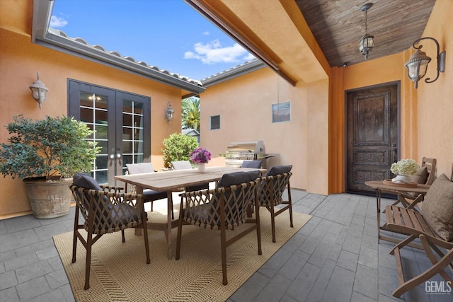 9200 Bridget Leigh Way, Bakersfield, CA 93312 - view of patio / terrace with french doors, outdoor dining area, and area for grilling