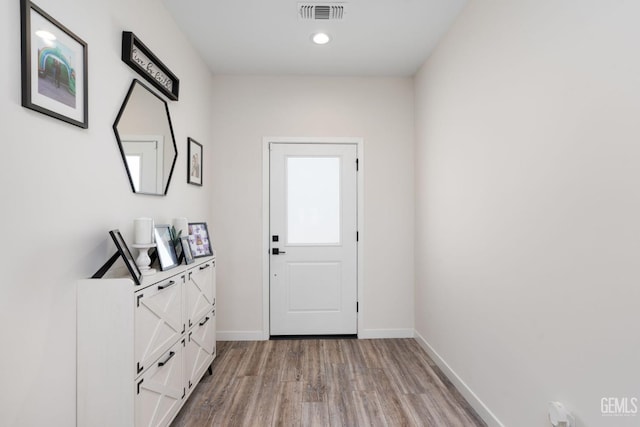 doorway featuring light wood-type flooring