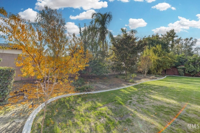 view of yard featuring fence