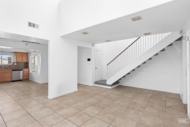 interior space with light tile patterned floors