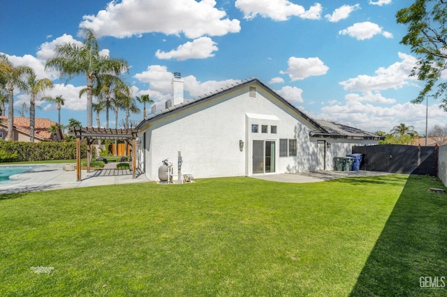 back of property with a patio, fence, a pergola, and stucco siding