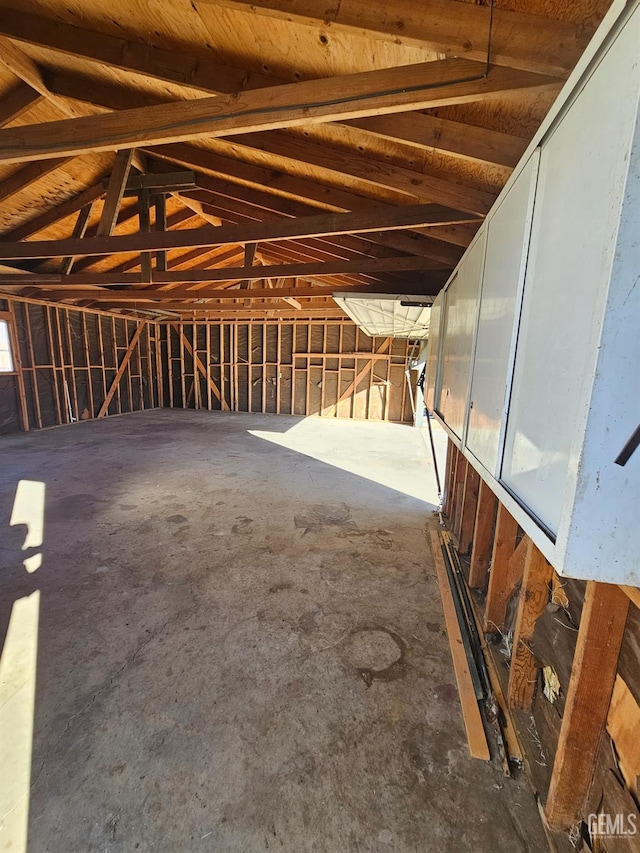 miscellaneous room featuring vaulted ceiling