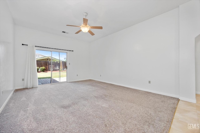 5820 Siena Ln, Bakersfield, CA 93308 - empty room featuring a ceiling fan, baseboards, and light carpet
