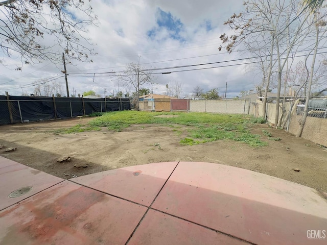 view of yard featuring a fenced backyard and a patio area