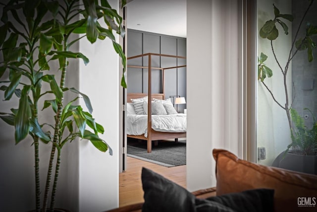 bedroom featuring wood-type flooring