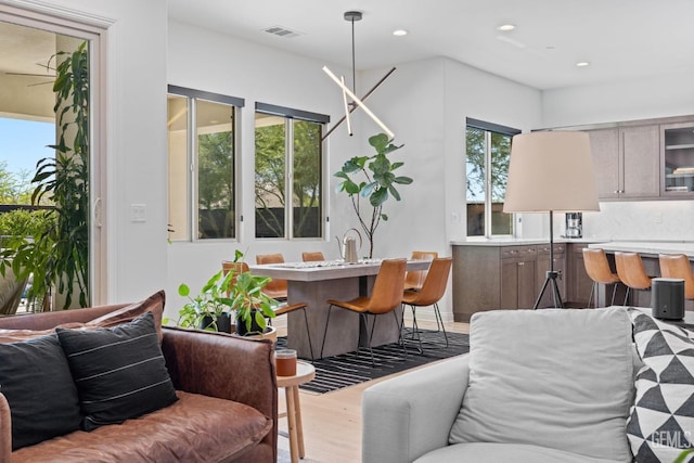 interior space with light hardwood / wood-style flooring