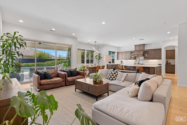 living room featuring light hardwood / wood-style floors