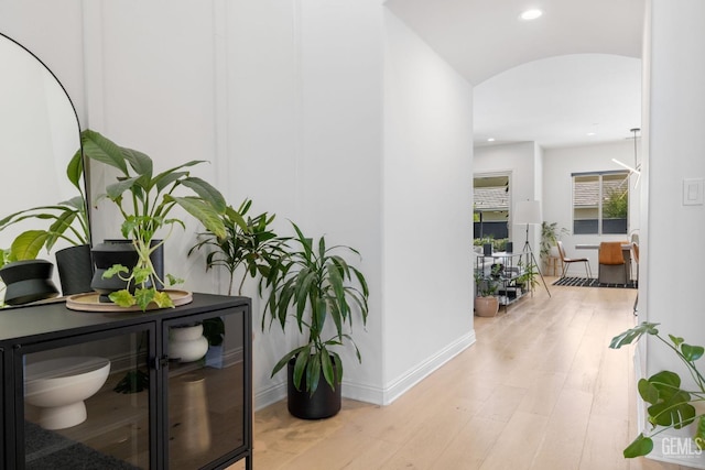 hall featuring light hardwood / wood-style floors