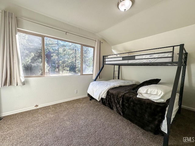 2305 Askin Ct, Pine Mountain Club, CA 93222 - bedroom with lofted ceiling, carpet floors, and baseboards