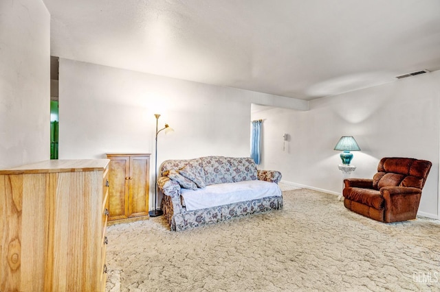 living room with light colored carpet