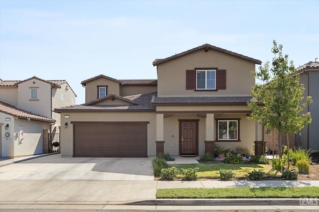 view of front of house with a garage