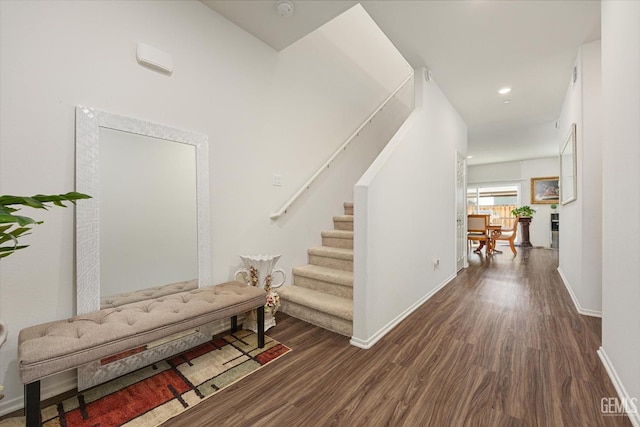 hall featuring dark hardwood / wood-style floors