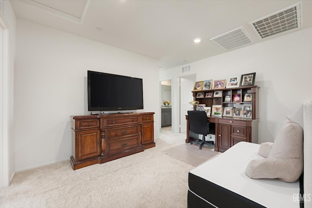 view of carpeted office space