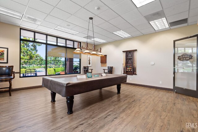 3010 Tea Rose St, Bakersfield, CA 93311 - rec room featuring wood finished floors, plenty of natural light, billiards, and a drop ceiling