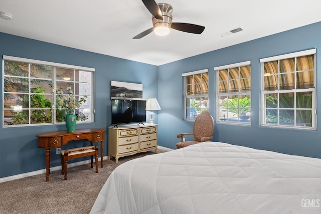 3010 Tea Rose St, Bakersfield, CA 93311 - carpeted bedroom featuring multiple windows and a ceiling fan