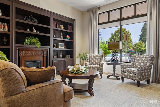 3010 Tea Rose St, Bakersfield, CA 93311 - sitting room featuring a glass covered fireplace and carpet floors