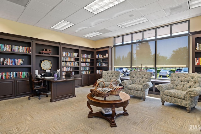 3010 Tea Rose St, Bakersfield, CA 93311 - office space featuring light colored carpet, a drop ceiling, and a wall of windows