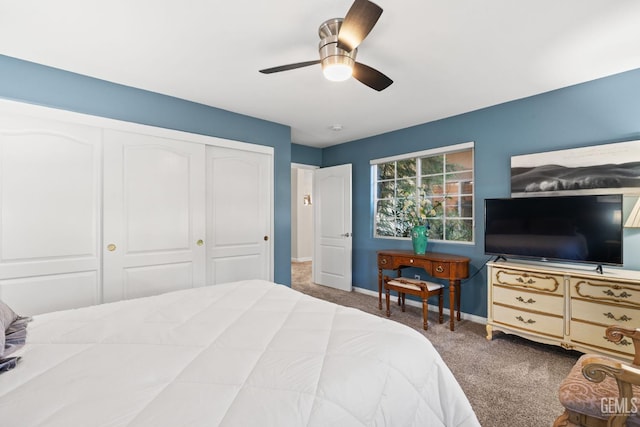 3010 Tea Rose St, Bakersfield, CA 93311 - carpeted bedroom with a closet and ceiling fan