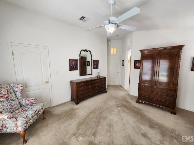 8707 Beau Maison Way, Bakersfield, CA 93311 - bedroom with light colored carpet, a ceiling fan, and baseboards