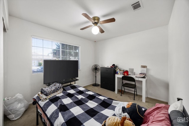 7507 Hidden Bridge Dr, Bakersfield, CA 93313 - bedroom with carpet floors and a ceiling fan