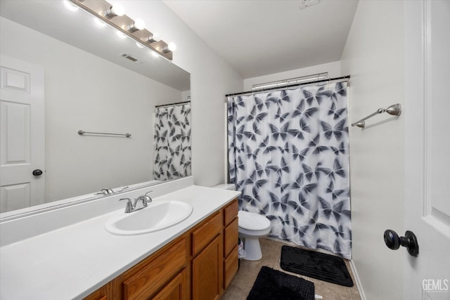 7507 Hidden Bridge Dr, Bakersfield, CA 93313 - bathroom with vanity, tile patterned floors, and curtained shower