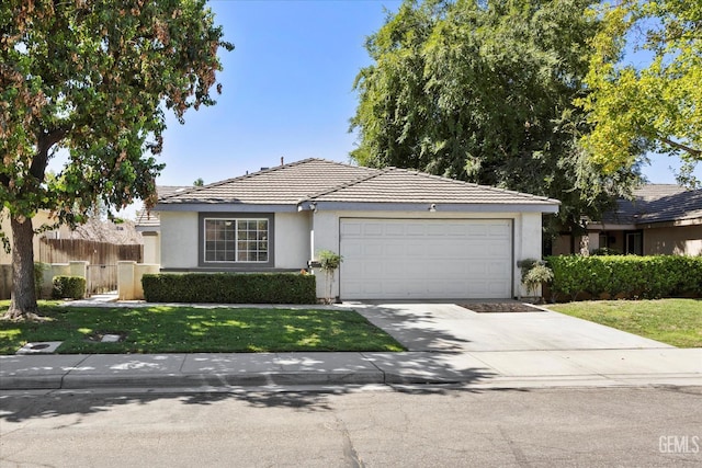 7507 Hidden Bridge Dr, Bakersfield, CA 93313 - single story home with a garage, stucco siding, concrete driveway, and a tile roof