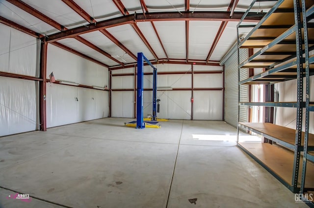 garage featuring metal wall