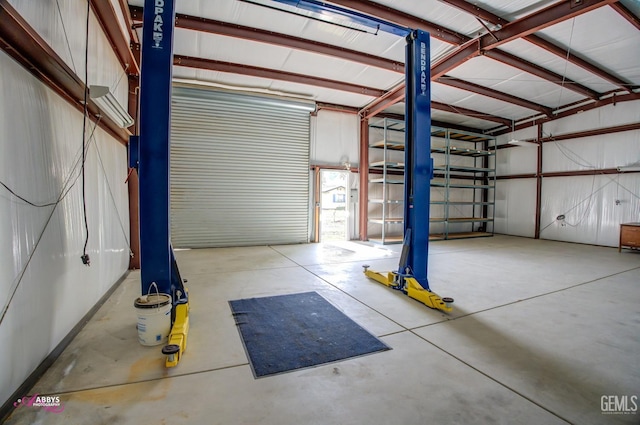 garage featuring metal wall