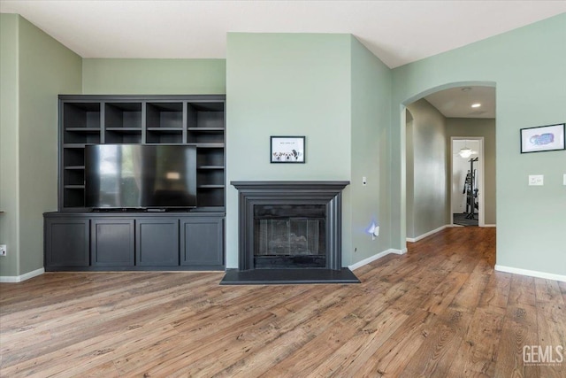unfurnished living room with wood-type flooring