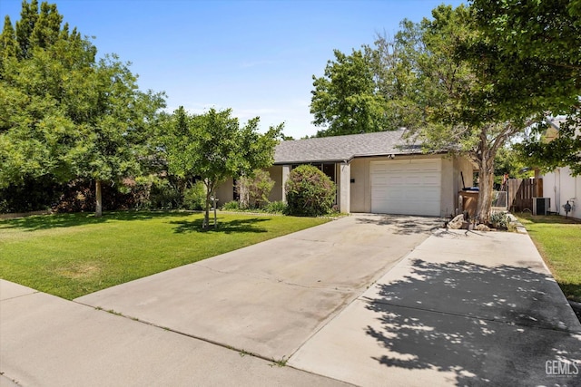808 La Puente Dr, Bakersfield, CA 93309 - view of front of home with a garage, stucco siding, driveway, and central AC unit