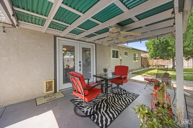 808 La Puente Dr, Bakersfield, CA 93309 - view of patio / terrace with fence and ceiling fan