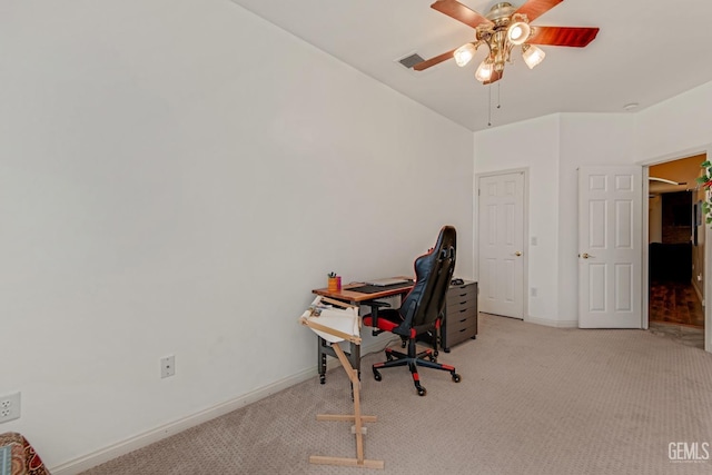 6413 Lavender Gate Dr, Bakersfield, CA 93312 - office area with carpet, a ceiling fan, and baseboards