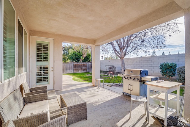 view of patio with area for grilling