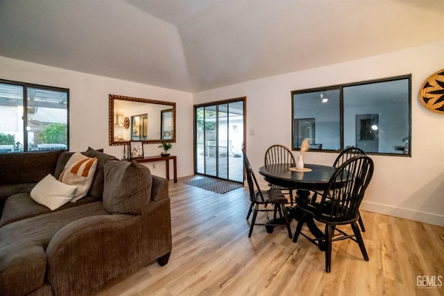 dining space featuring light hardwood / wood-style flooring