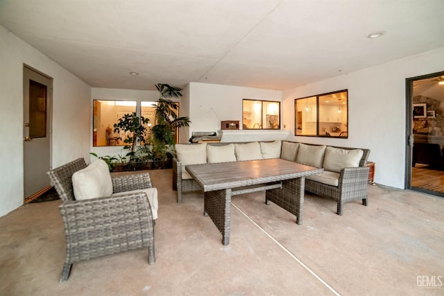 living room featuring breakfast area