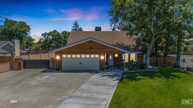 11265 Poulsen Way, Bakersfield, CA 93312 - view of front of home with driveway, an attached garage, a shingled roof, and a chimney