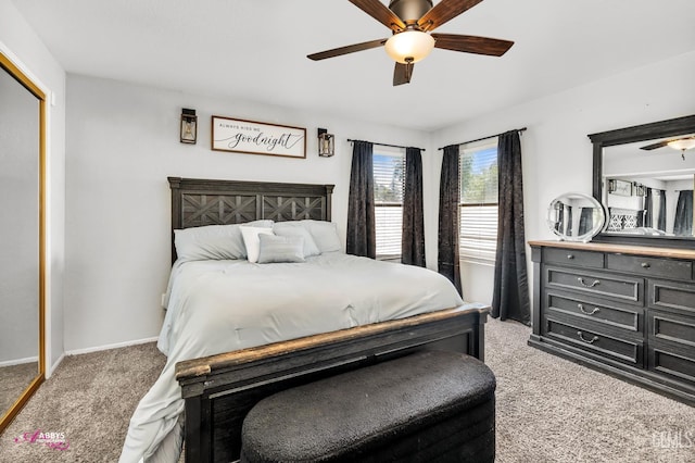 11265 Poulsen Way, Bakersfield, CA 93312 - bedroom with light colored carpet, a closet, and ceiling fan