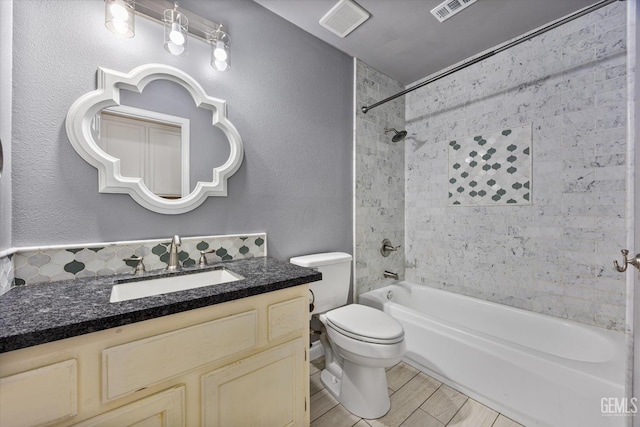 10318 Roehampton Ave, Bakersfield, CA 93312 - bathroom with shower / bath combination, vanity, and a textured wall