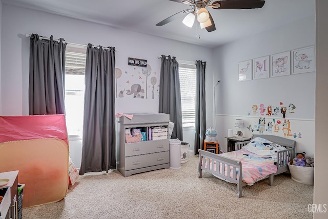 bedroom featuring ceiling fan